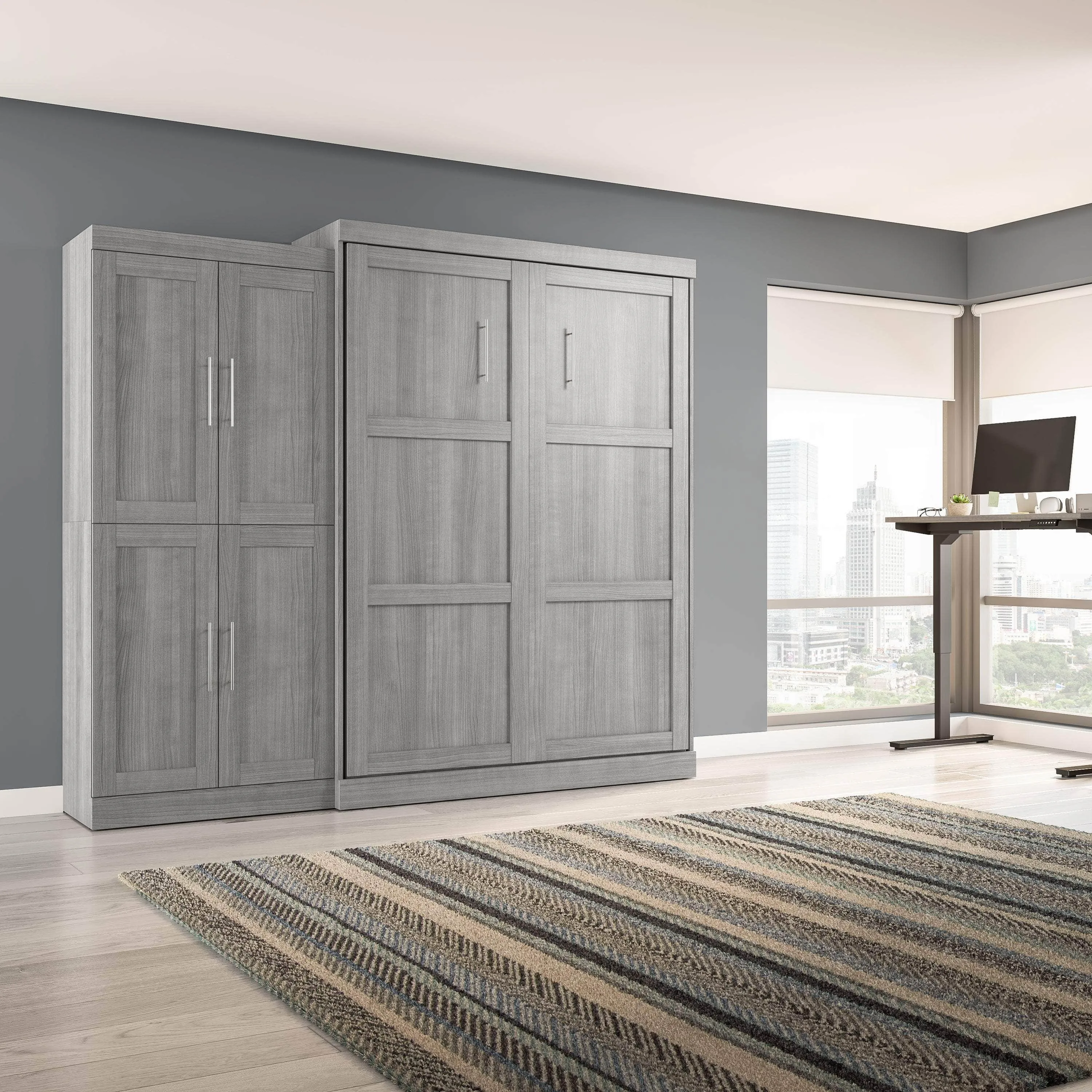 Pur Queen Murphy Wall Bed with Wardrobe (101W) - Available in 5 Colours