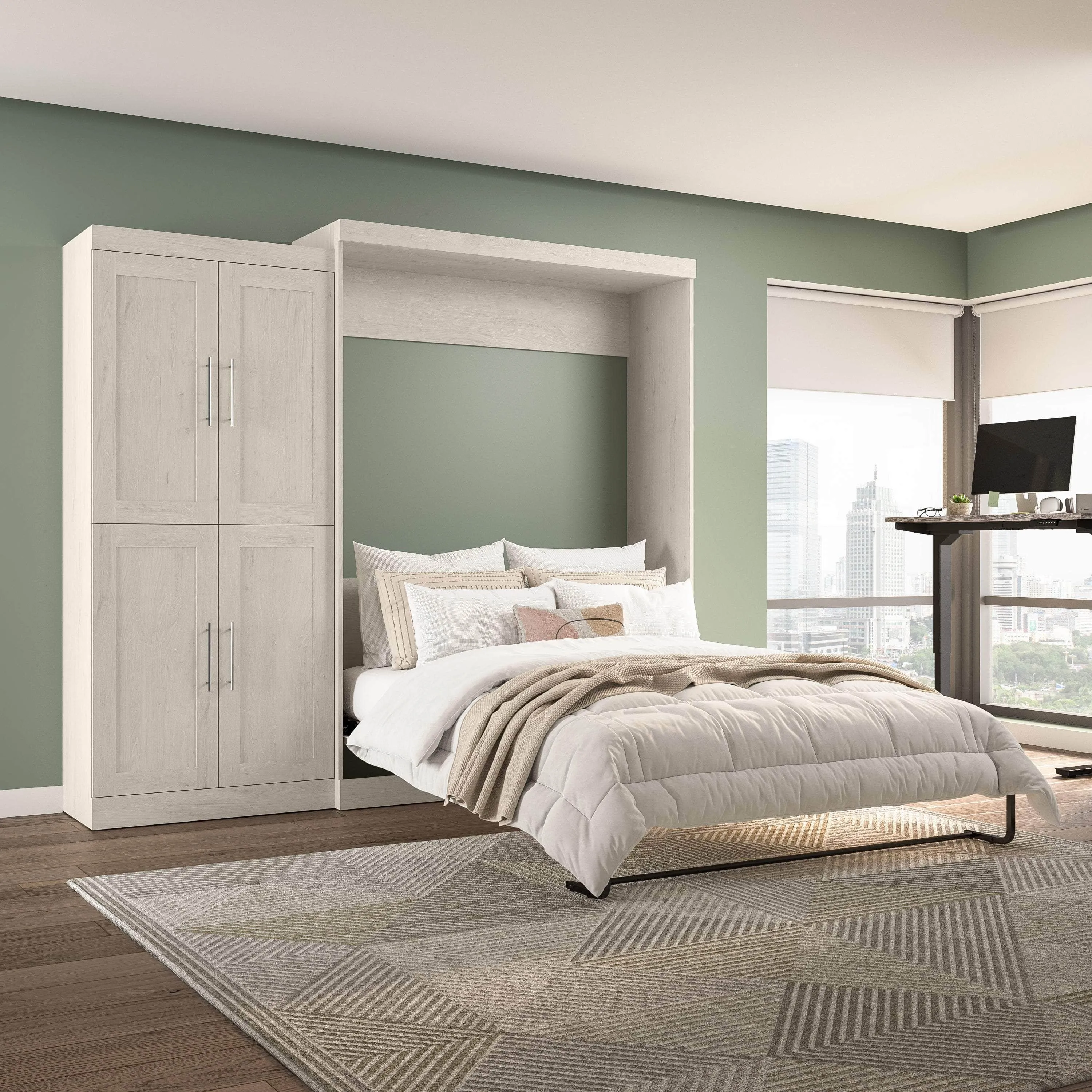 Pur Queen Murphy Wall Bed with Wardrobe (101W) - Available in 5 Colours