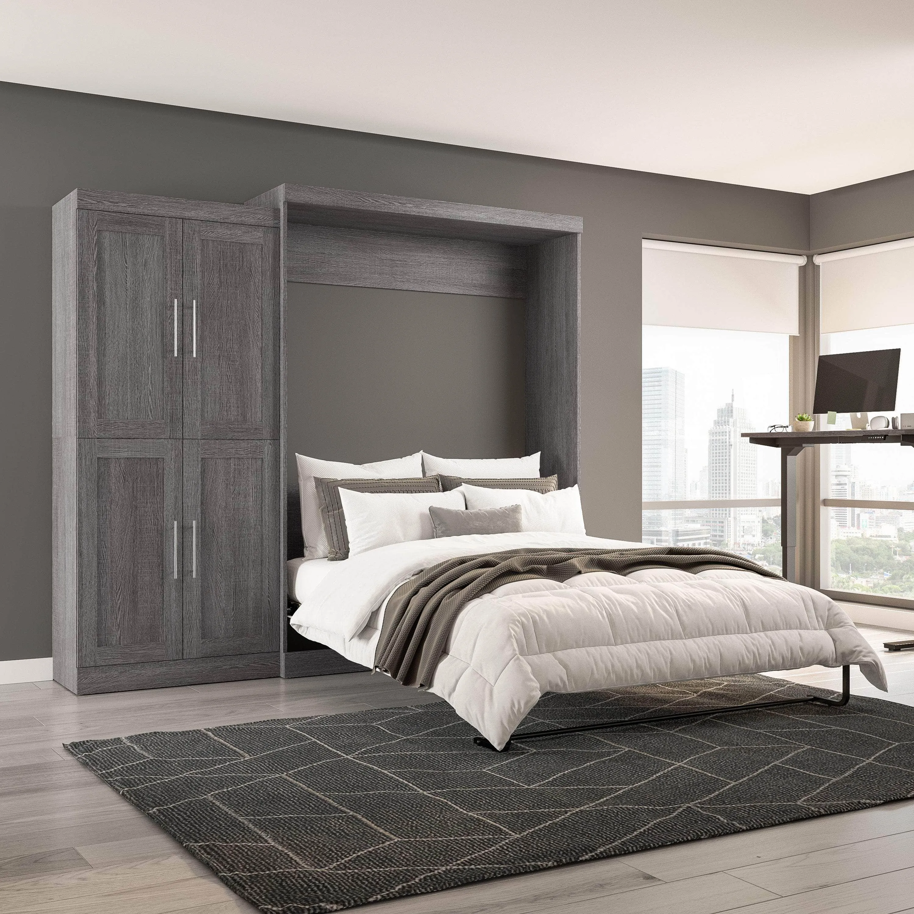 Pur Queen Murphy Wall Bed with Wardrobe (101W) - Available in 5 Colours