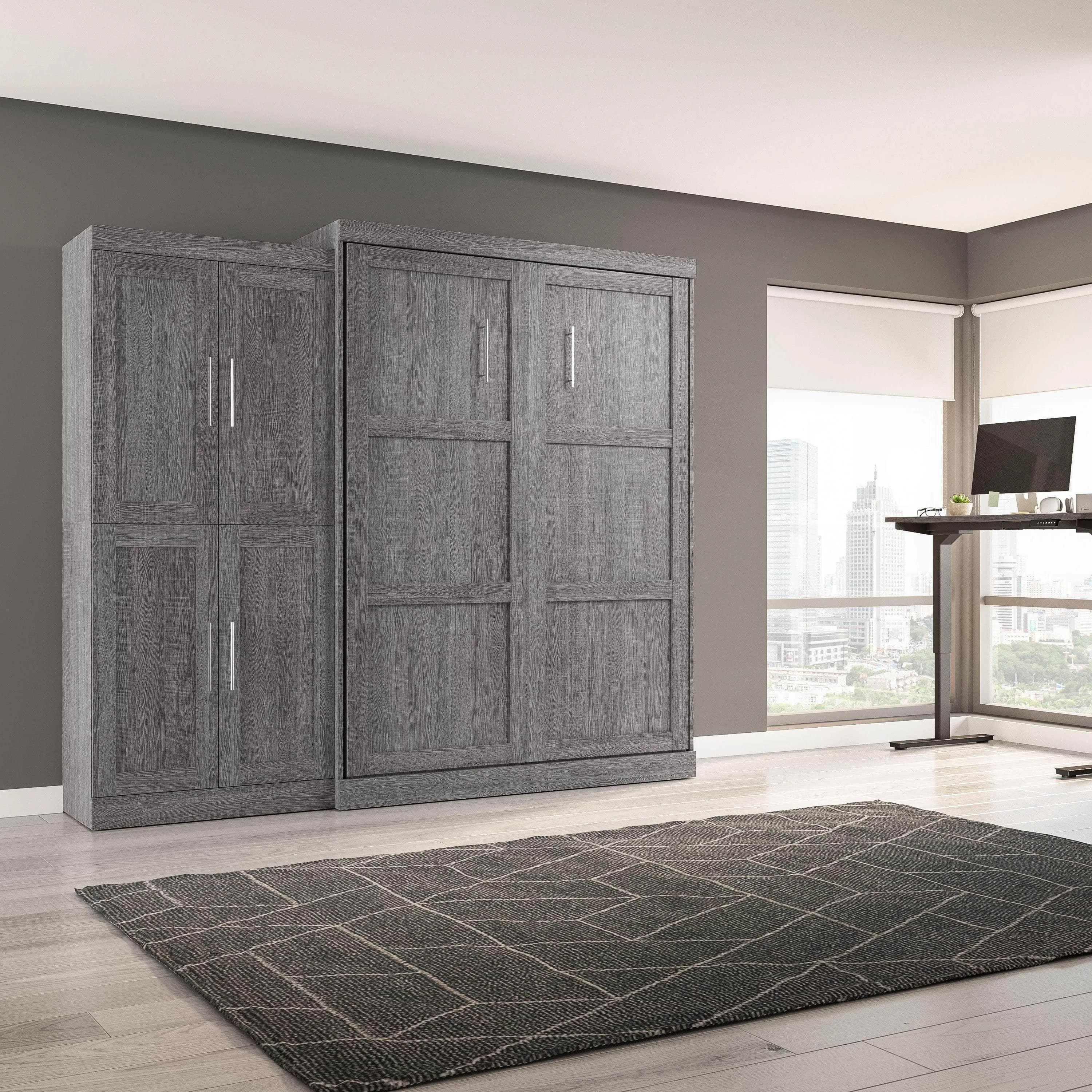 Pur Queen Murphy Wall Bed with Wardrobe (101W) - Available in 5 Colours