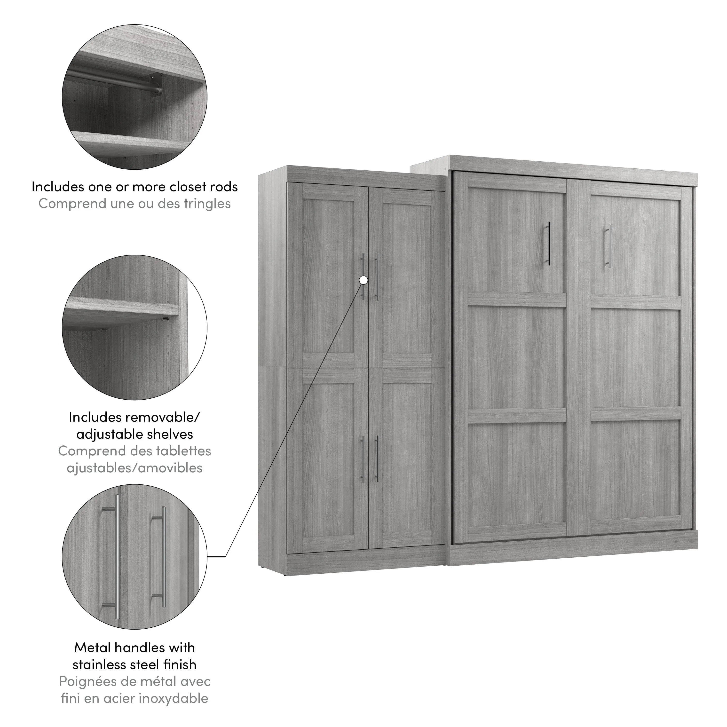 Pur Queen Murphy Wall Bed with Wardrobe (101W) - Available in 5 Colours