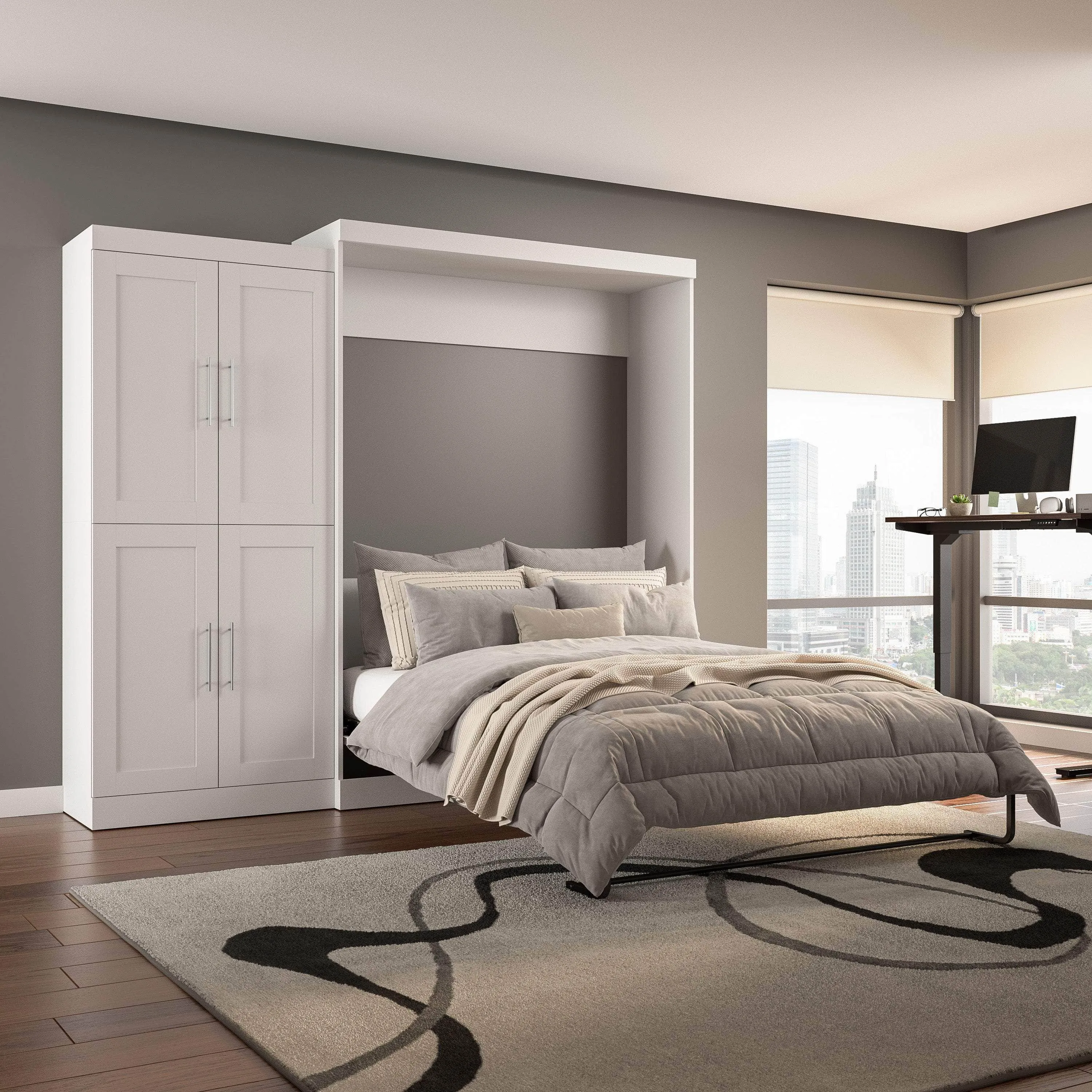 Pur Queen Murphy Wall Bed with Wardrobe (101W) - Available in 5 Colours