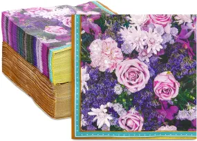 Purple Rose Paper Napkins for Birthday Parties, Bridal Shower (6.5 In, 150 Pack)