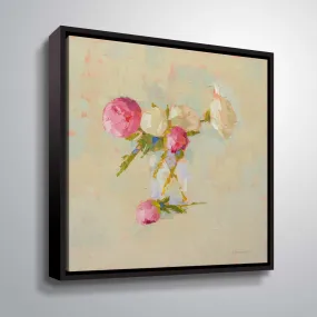 " Peonies In Glass No. 2" Gallery Wrapped Floater-framed Canvas