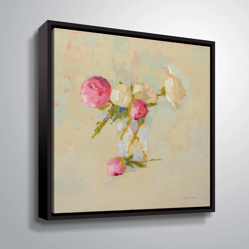 " Peonies In Glass No. 2" Gallery Wrapped Floater-framed Canvas