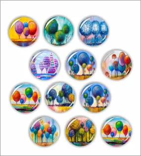 Rangoli 35mm Beautiful 3D Tree Fridge Magnets for Home Decoration Sticking Notes and Gifting (Pack of 12)