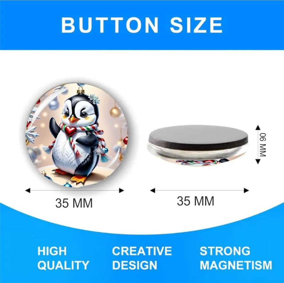 Rangoli 35mm Beautiful and Cute Penguins 3D Glass Fridge Magnets for Home Decoration Sticking Notes and Gifting (Pack of 12)