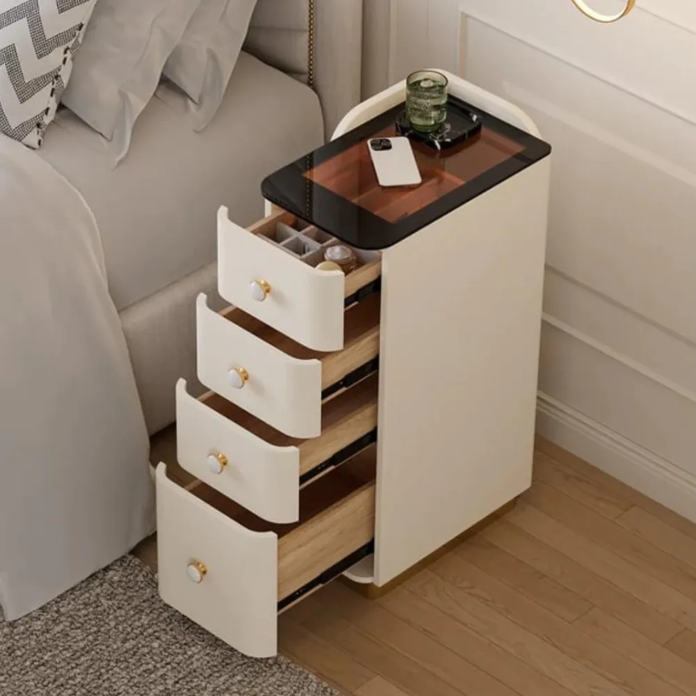 Rocco PU Polished 4 Drawer Bedside