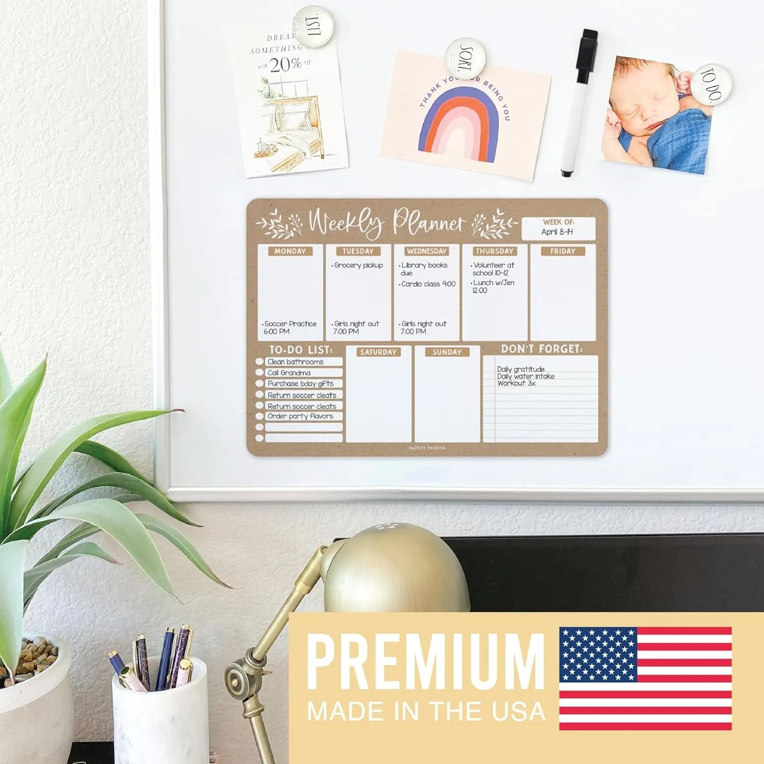 Rustic Fridge Weekly Calendar | Magnetic & Dry Erase | Calendars & Planners