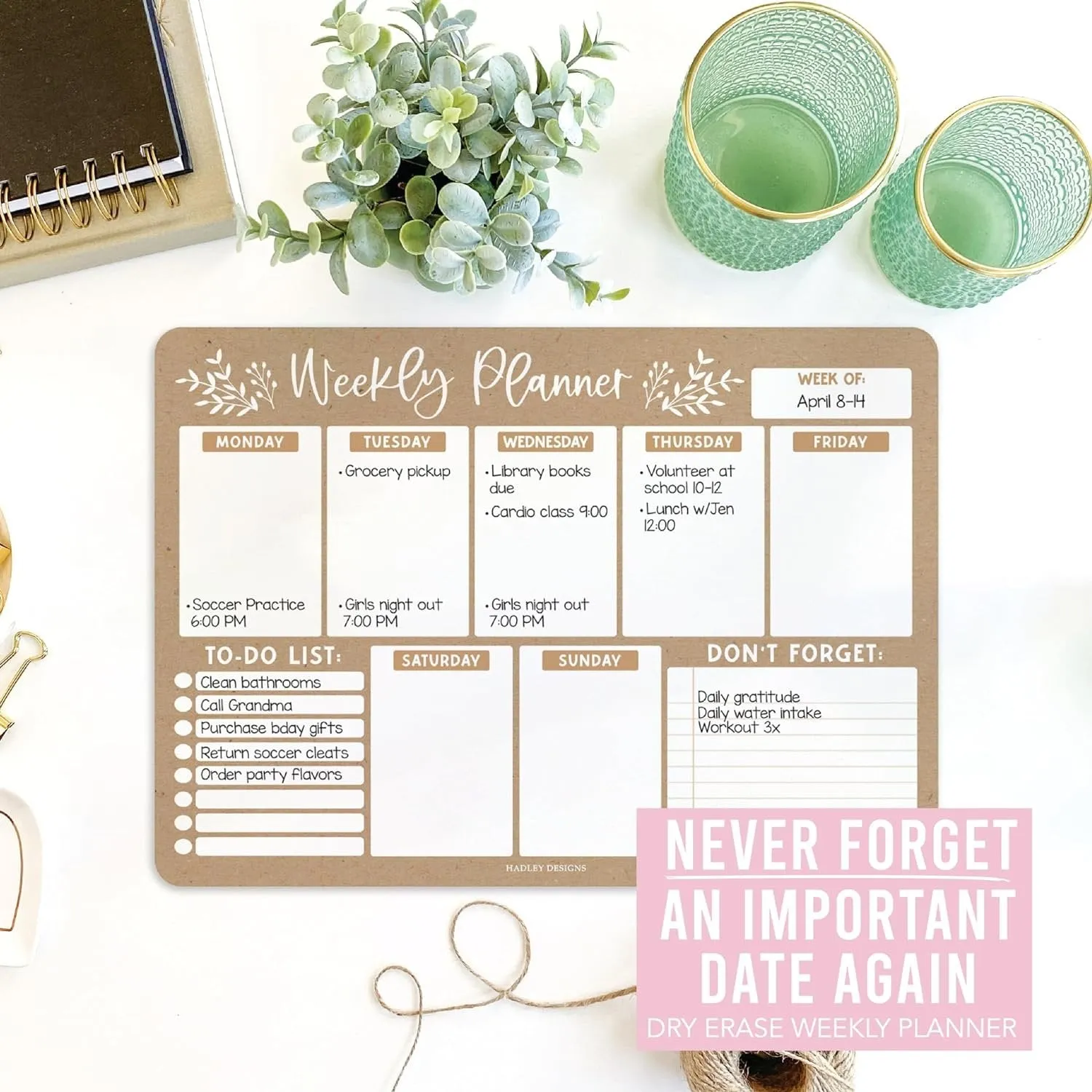 Rustic Fridge Weekly Calendar | Magnetic & Dry Erase | Calendars & Planners