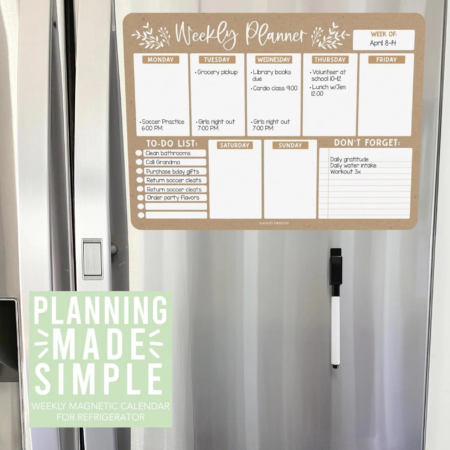 Rustic Fridge Weekly Calendar | Magnetic & Dry Erase | Calendars & Planners