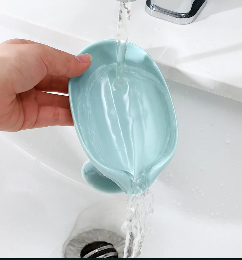 Self Draining Soap Holder with Suction Cup-Blue 2Pack