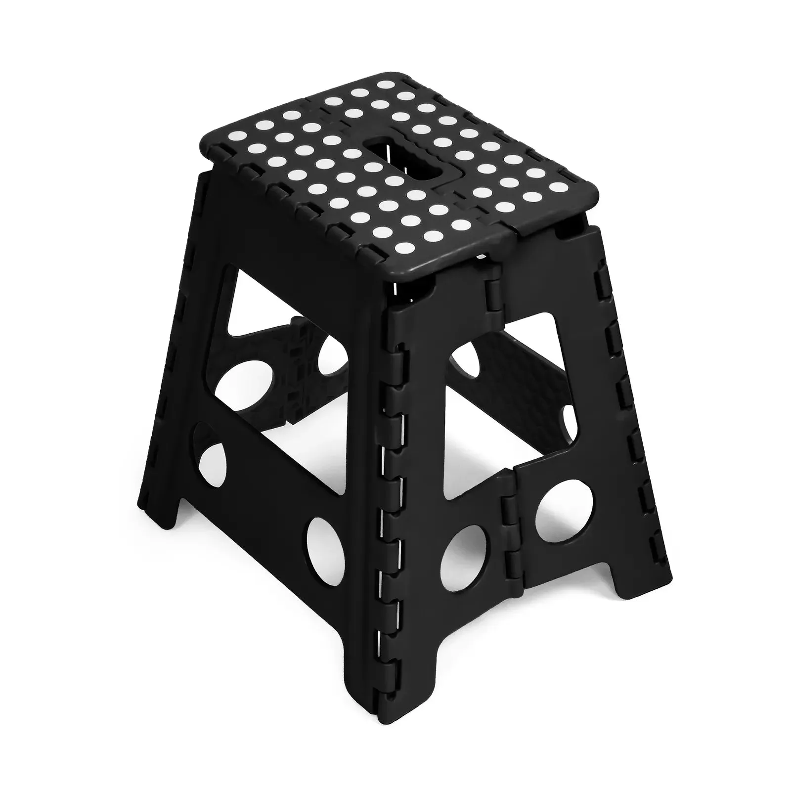 Set of 2 Folding Step Stool 15.7" with Non-Slip Surface and Portable Handle, Black