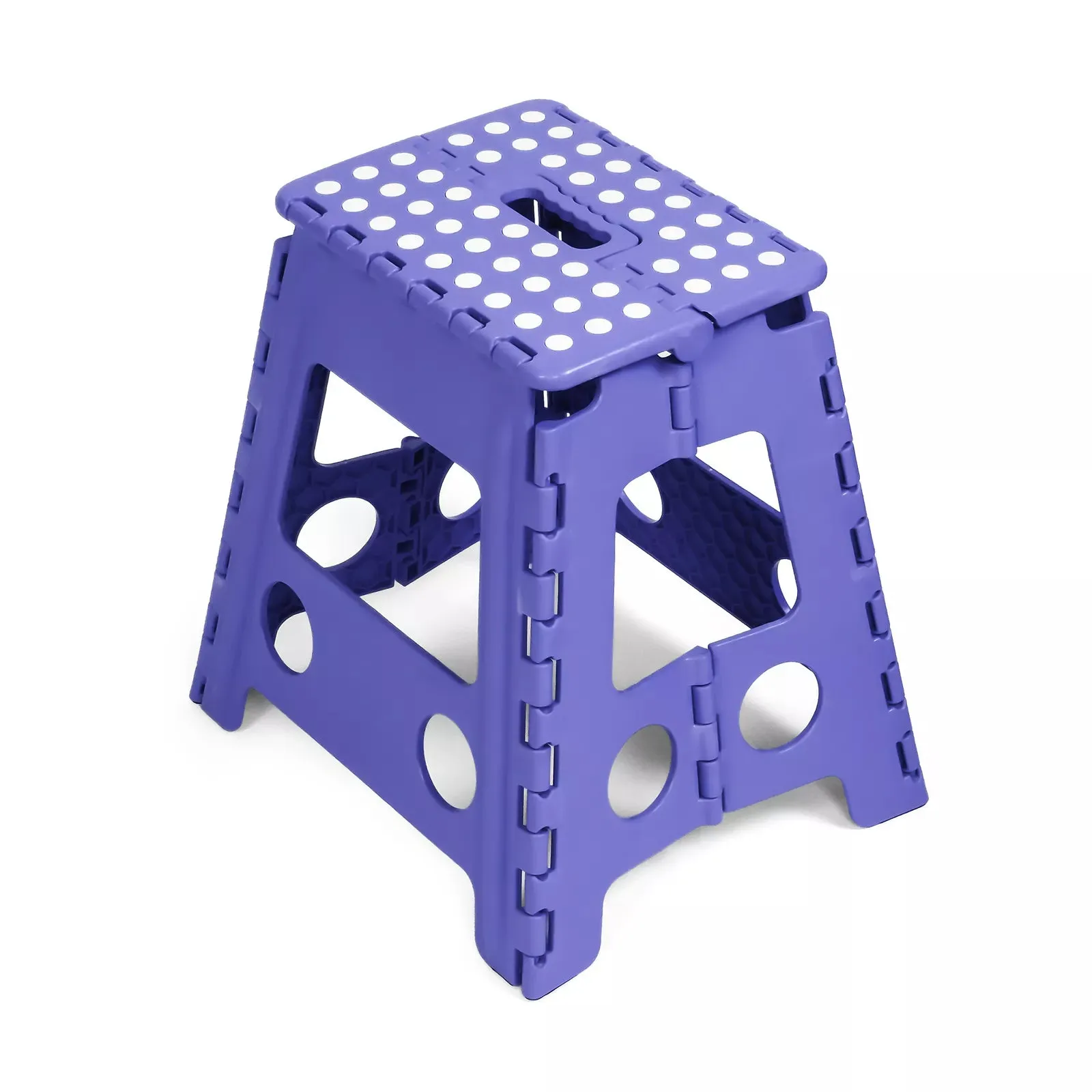 Set of 2 Folding Step Stool 15.7" with Non-Slip Surface and Portable Handle, Purple