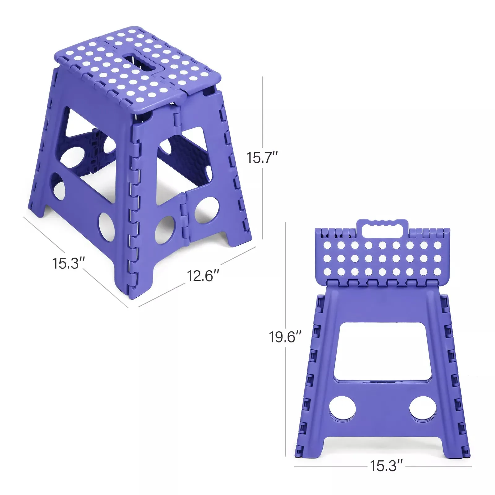 Set of 2 Folding Step Stool 15.7" with Non-Slip Surface and Portable Handle, Purple