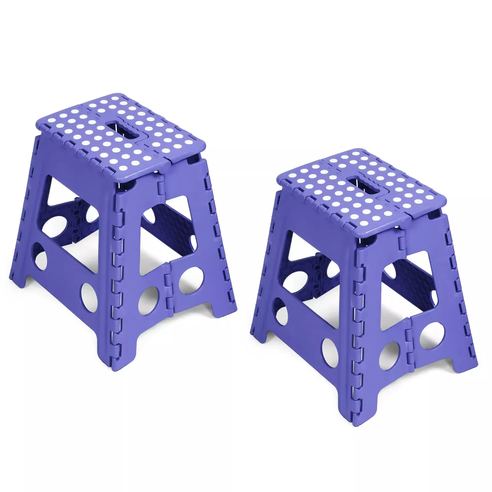 Set of 2 Folding Step Stool 15.7" with Non-Slip Surface and Portable Handle, Purple