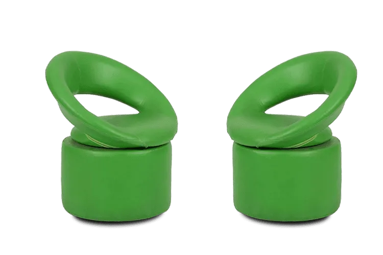 Set of 2 Revolving Lobby / Lounge Chairs Fly Green