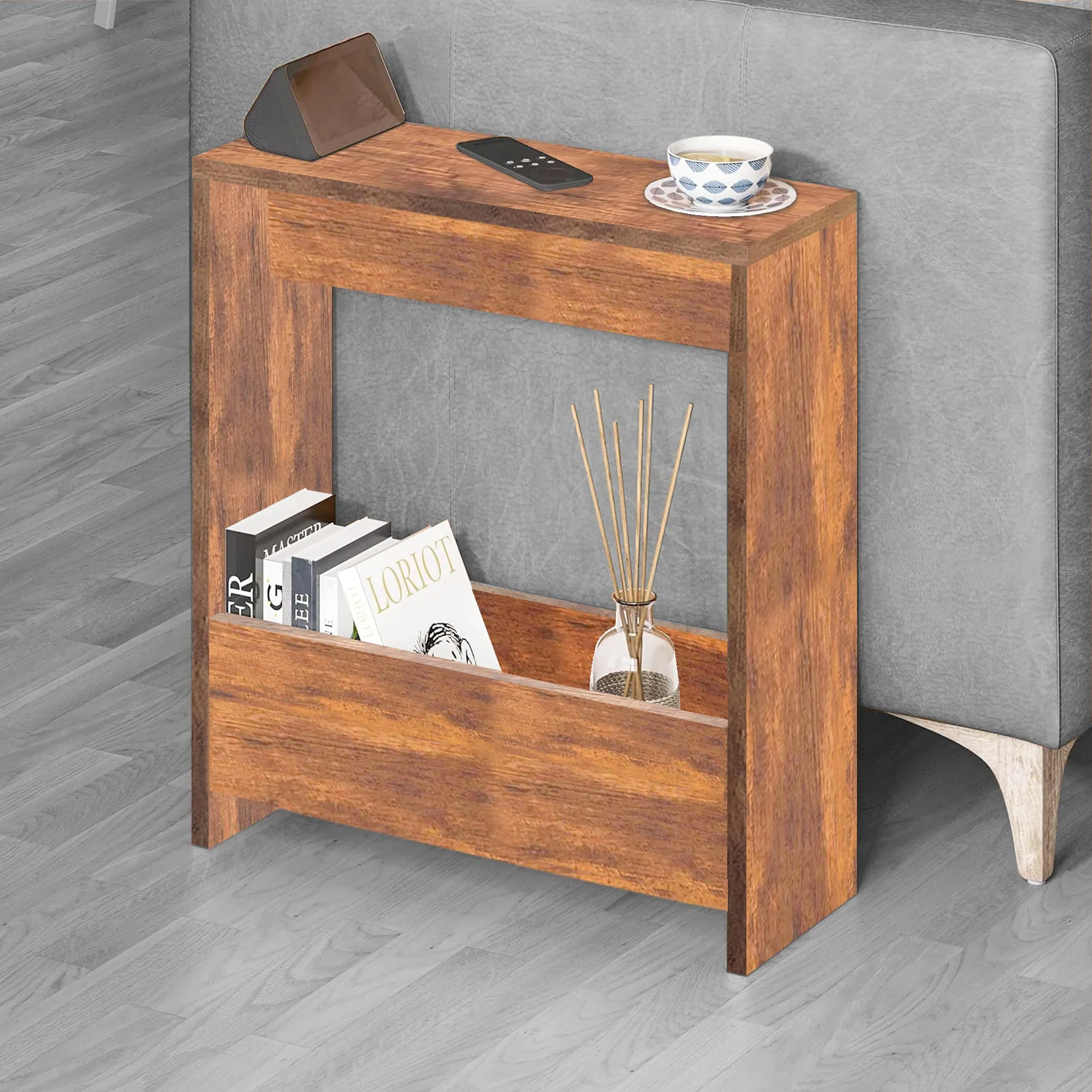 SG Traders Sofa Side Table with Magazine Rack