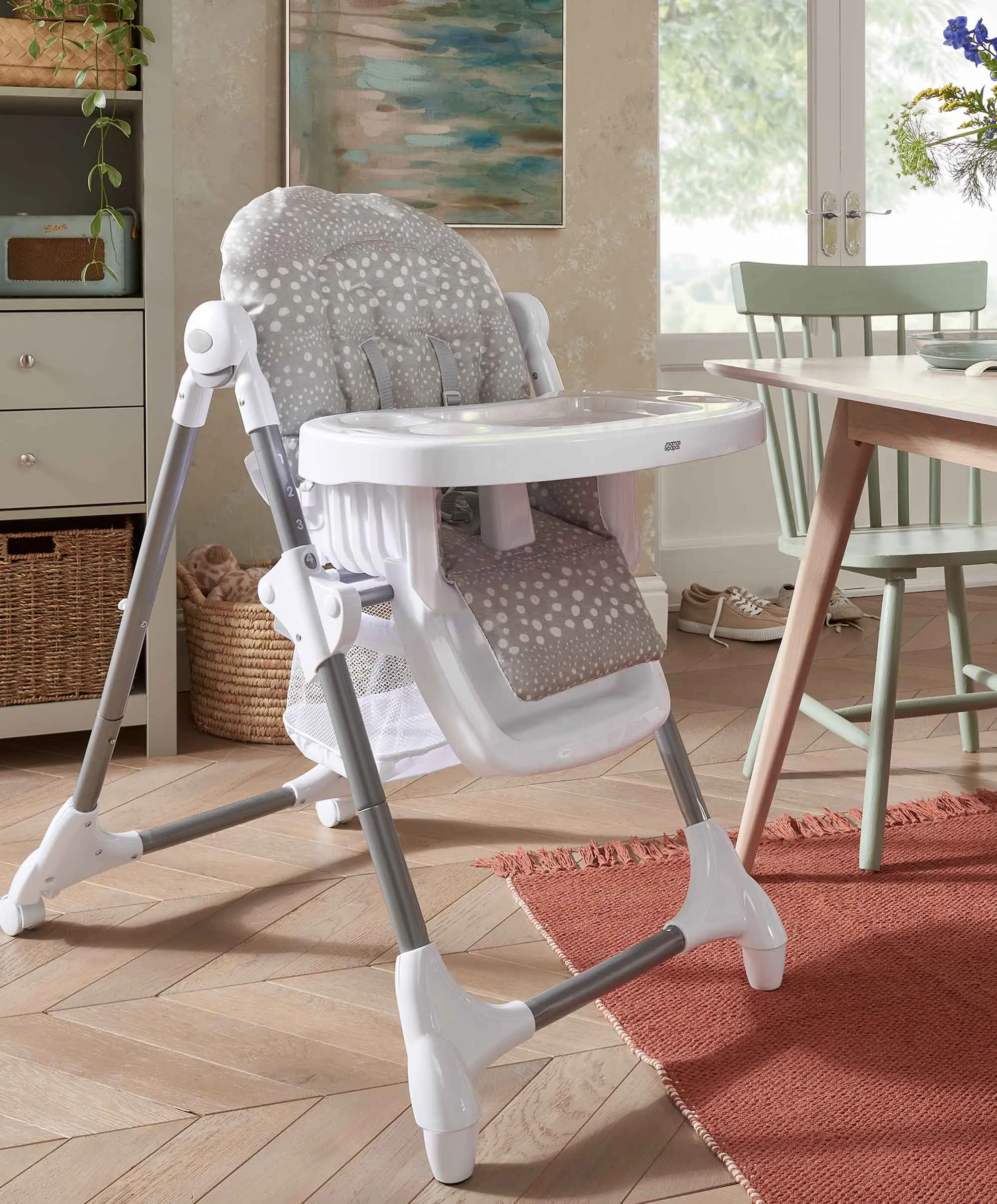 Snax Highchair & Weaning Splash Mat Bundle - Grey Spot