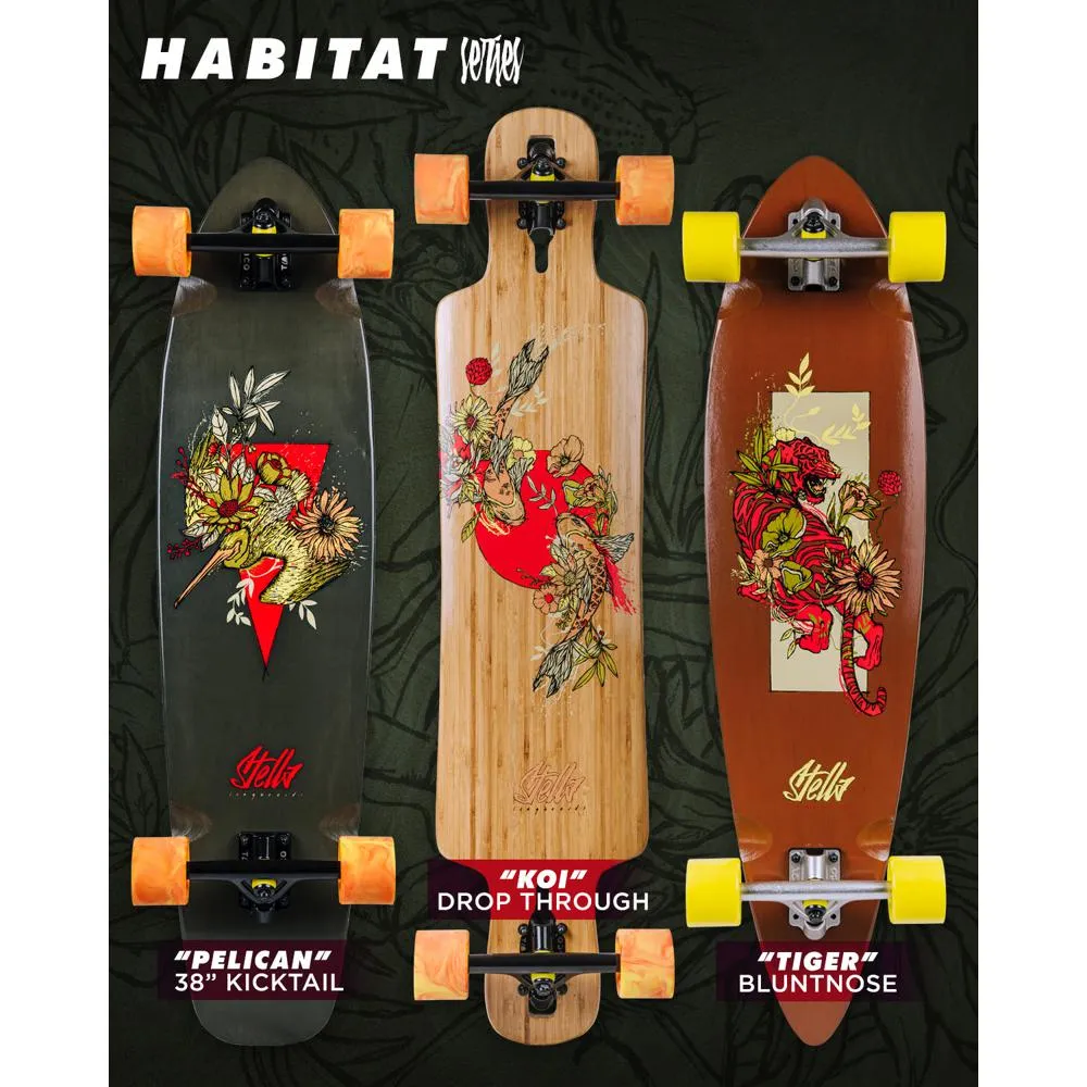 Stella Tiger Blunt Nose 38” Pintail Longboard - Habitat Series