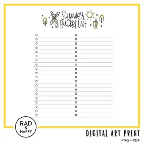 Summer Bucket List Printable