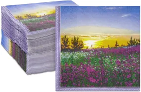 Sunrise Paper Napkins for Garden Party, Birthdays (6.5 x 6.5 In, 150 Pack)