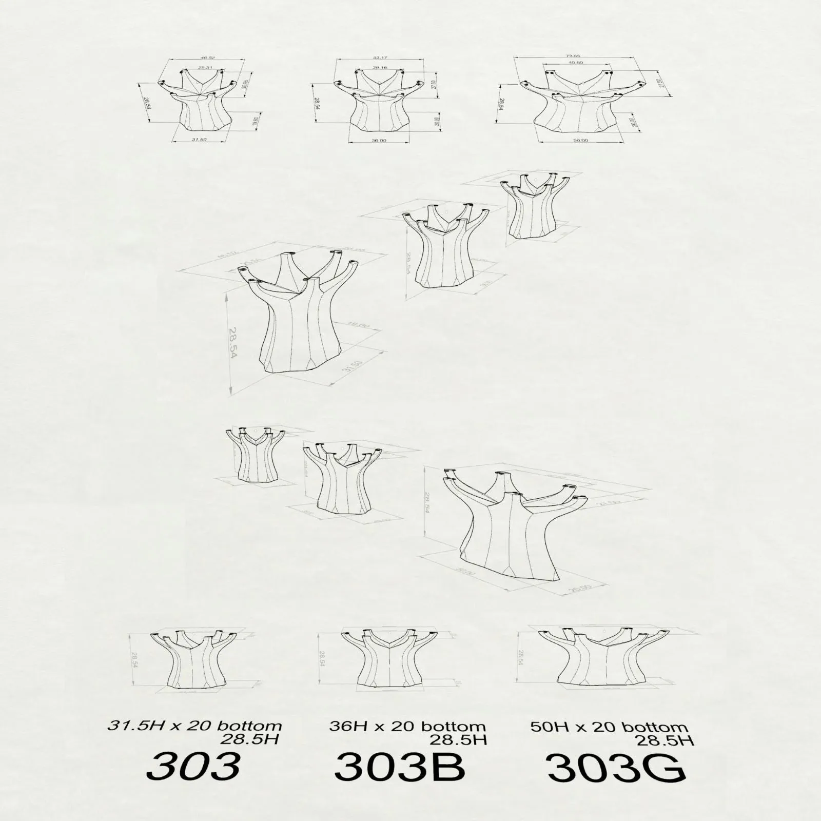 Table Base 303 Namu 28H for Dining Table Tops