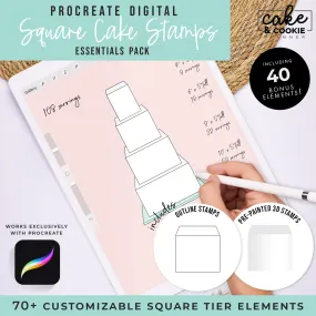 Tiers - Square Cakes Procreate Pack - Digital Cake Sketching