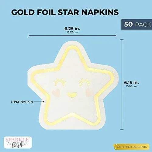 Twinkle Little Star Paper Napkins for Baby Shower, Gender Reveal Party (50 Pack)