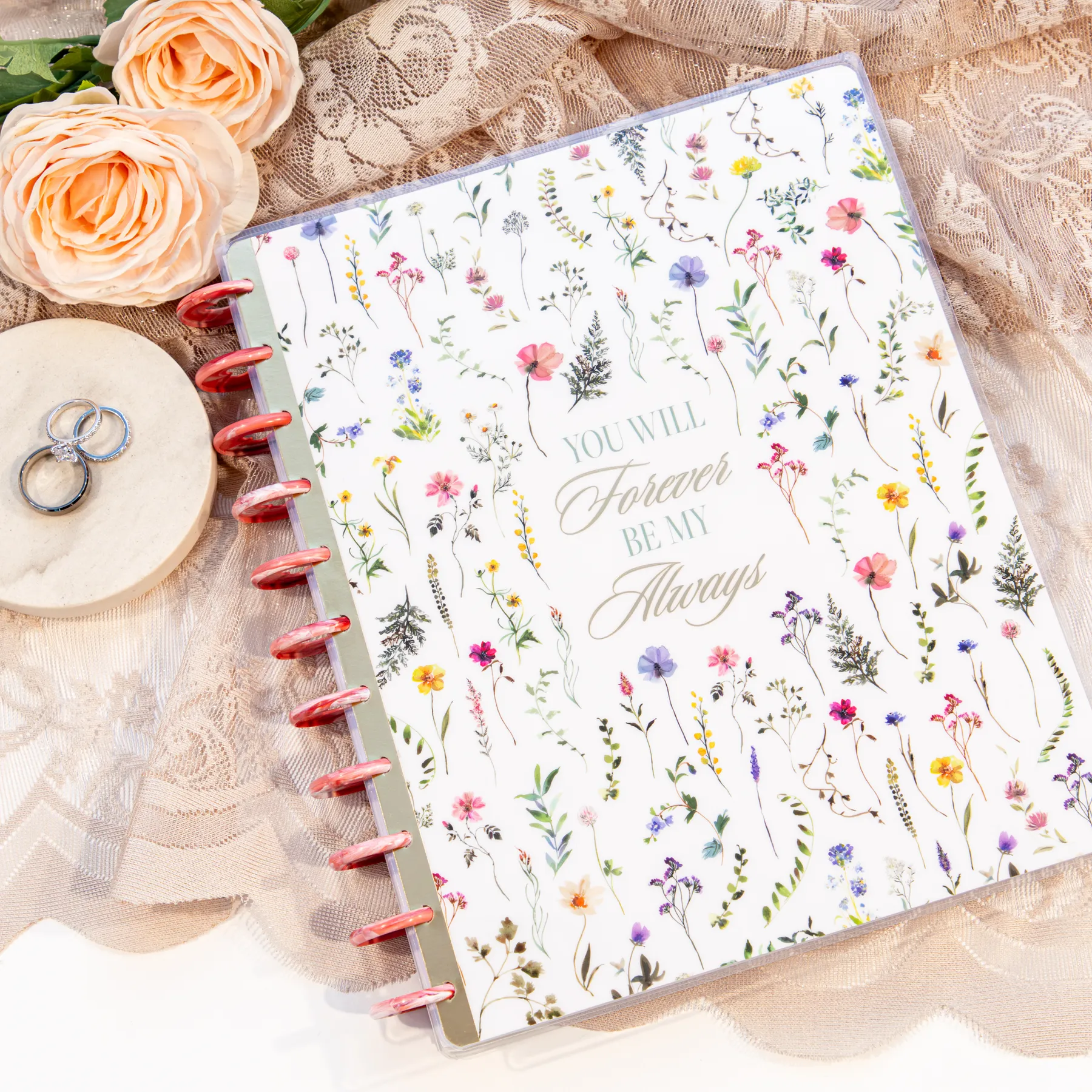 Undated Blooming Romance Wedding Happy Planner - Big Wedding Layout - 12 Months