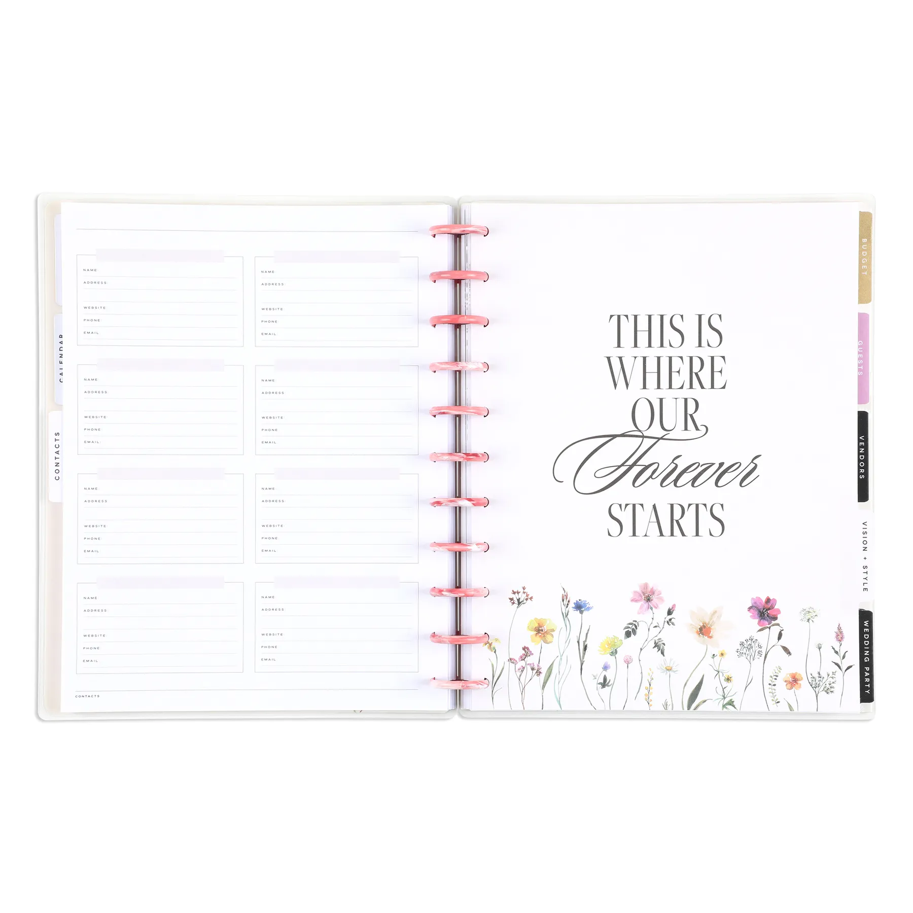 Undated Blooming Romance Wedding Happy Planner - Big Wedding Layout - 12 Months