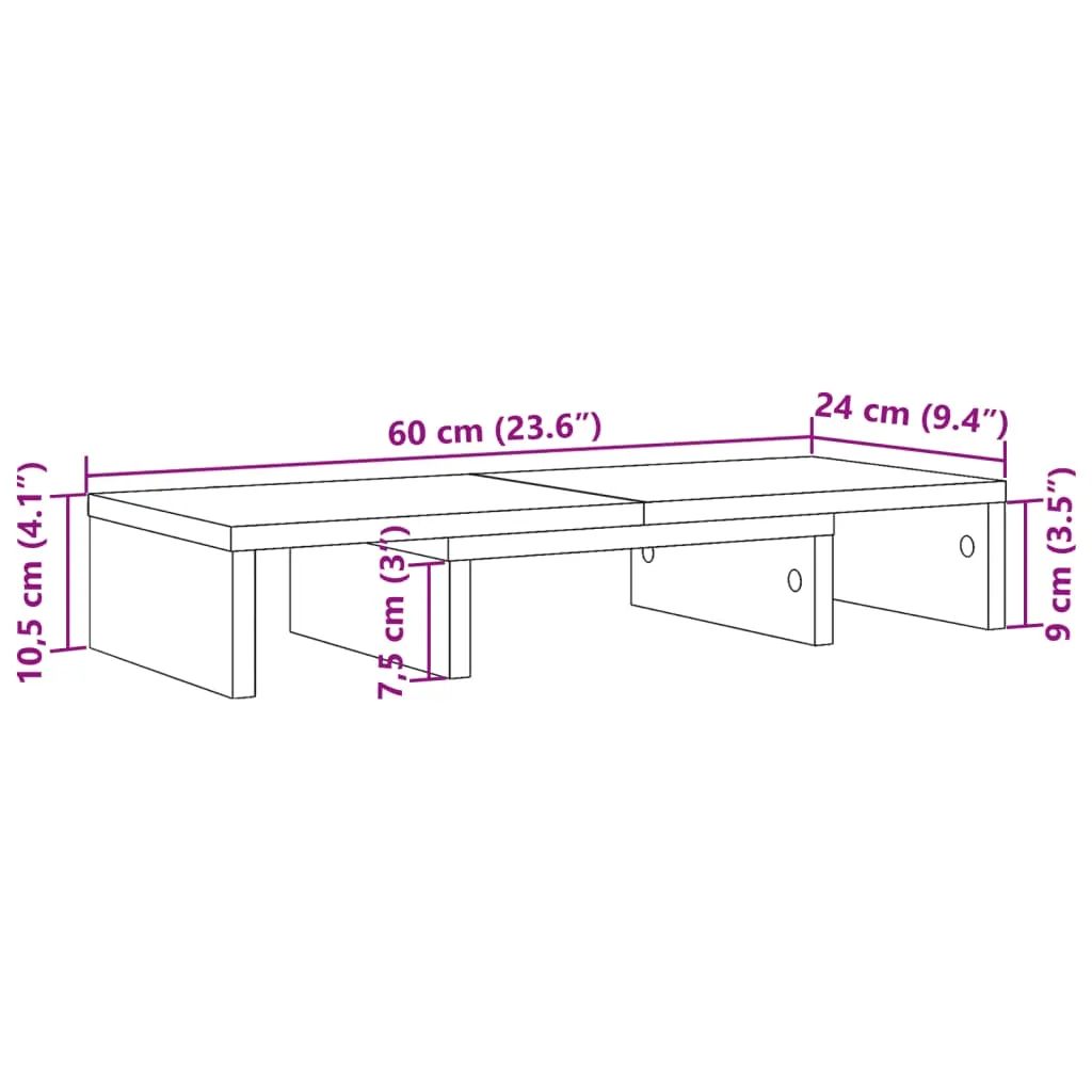 vidaXL Monitor Stand Adjustable Sonoma Oak 60x24x10.5 cm Engineered Wood