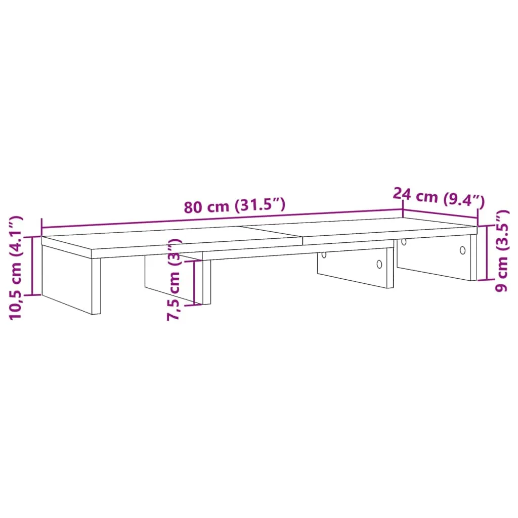 vidaXL Monitor Stand Riser Adjustable Black 80x24x10.5 cm Engineered Wood