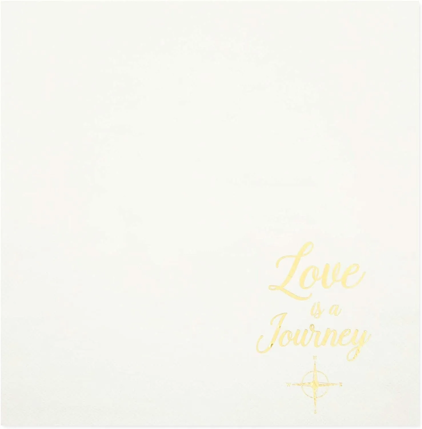 Wedding Cocktail Napkins, Love is a Journey, Gold Foil (5 x 5 In, 100 Pack)