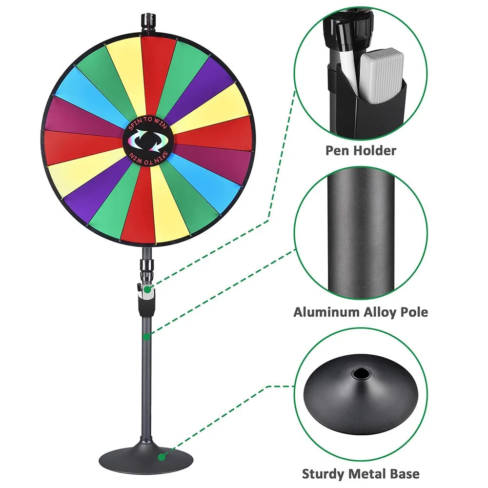 WinSpin Prize Wheel 36" Large Spinning Wheel Round Base Stand